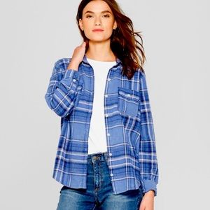 Blue Plaid Flannel Shirt